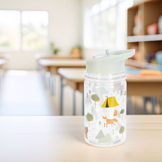 Kids Water Bottle | Children's Drinks Bottle with Straw & Handle 450ml - Animals