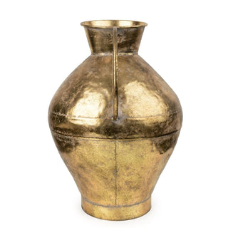 Large Antique - Style Gold Metal Jug | Rustic Dried Flower Vase with Handle 42cm
