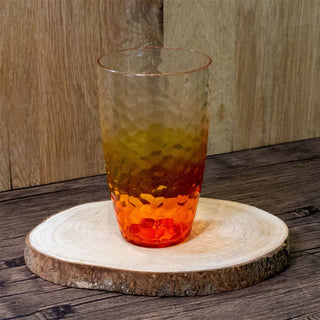 Large Orange Ombre Embossed Plastic Tumbler | Reusable Picnic Drinking Glass