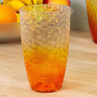 Large Orange Ombre Embossed Plastic Tumbler | Reusable Picnic Drinking Glass