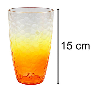 Large Orange Ombre Embossed Plastic Tumbler | Reusable Picnic Drinking Glass
