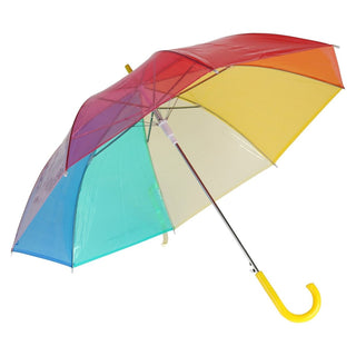 Large Transparent Rainbow Umbrella with 16 Ribs & Curved Handle – 80cm