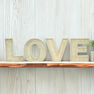 Large Vintage Style 24cm Carnival Led Light Up Marquee Letters - Love - Cream