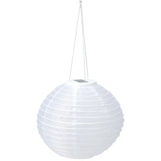 LED Oriental Garden Lantern | Solar Powered White Outdoor Hanging Light - 28cm