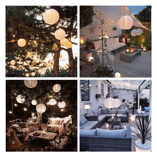 LED Oriental Garden Lantern | Solar Powered White Outdoor Hanging Light - 28cm