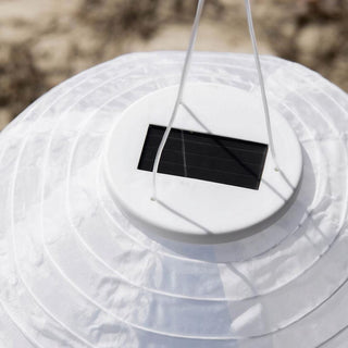 LED Oriental Garden Lantern | Solar Powered White Outdoor Hanging Light - 28cm