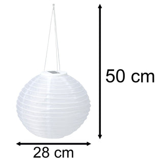 LED Oriental Garden Lantern | Solar Powered White Outdoor Hanging Light - 28cm