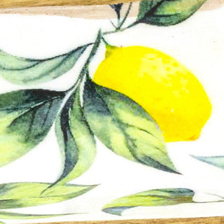 Lemon Orchard Handcrafted Enamelled Mango Wood Serving Platter Sharing Board