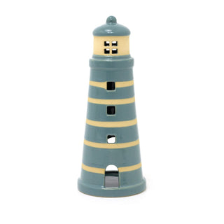 Lighthouse Tealight Holder | Ceramic Nautical Candle Holder Ornament - 19cm