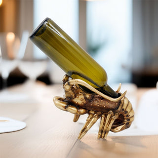 Lobster Wine Bottle Holder | Gold Resin Nautical Wine Bottle Holder - 20x15cm