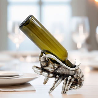 Lobster Wine Bottle Holder | Silver Resin Nautical Wine Bottle Holder - 20x15cm