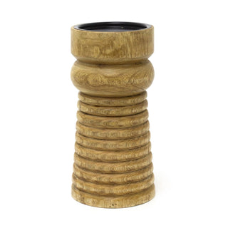 Mango Wood Pillar Candle Holder | Wooden Candlestick for Pillar Candles - 20cm