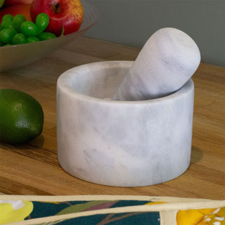 Marble Pestle & Mortar Set | Traditional Natural Stone Pestle And Mortar Grinder