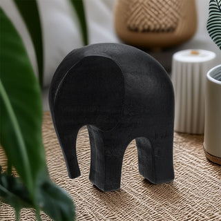 Matte Black Elephant Ornament | Elephant Figurine for Home & Office Decor - 15cm