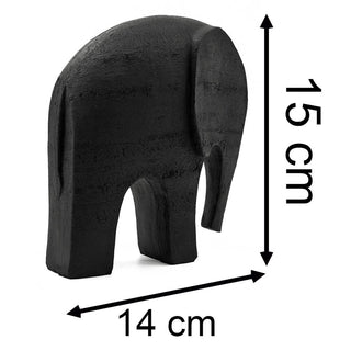 Matte Black Elephant Ornament | Elephant Figurine for Home & Office Decor - 15cm