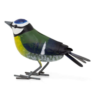 Metal Blue Tit Garden Ornament | Fence Topper Bird Statue for Outdoors - 11cm