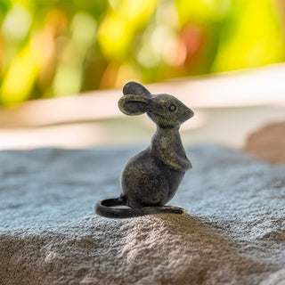 Metal Mouse Ornament | Vintage Bronze Effect Dormouse Statue for Home Decor 9cm