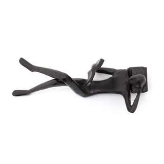 Metal Reading Statue | Reader Figurine Sculpture Lying Down with Books - 16cm