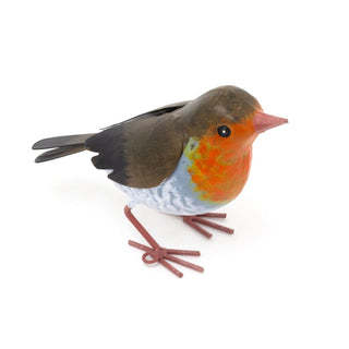 Metal Robin Garden Ornament | Fence Topper Bird Statue for Outdoors - 12cm
