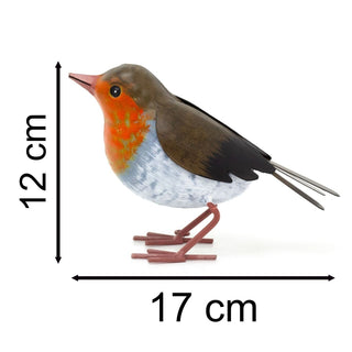 Metal Robin Garden Ornament | Fence Topper Bird Statue for Outdoors - 12cm