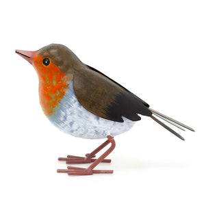 Metal Robin Garden Ornament | Fence Topper Bird Statue for Outdoors - 12cm