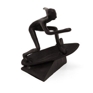 Metal Surfer Statue | Minimalist Surfing Sculpture Surfer Figurine - 12cm