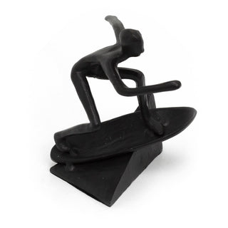 Metal Surfer Statue | Minimalist Surfing Sculpture Surfer Figurine - 12cm