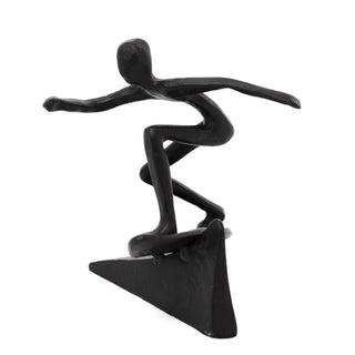 Metal Surfer Statue | Minimalist Surfing Sculpture Surfer Figurine - 12cm