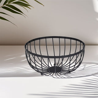 Modern Black Metal Fruit Bowl | Large Wire Fruit Basket for Kitchen Storage 25cm