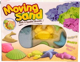 Moving Sand Play Dough Set - With 500G Magic Motion Sand And 6 Sealife Moulds