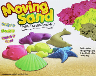 Moving Sand Play Dough Set - With 500G Magic Motion Sand And 6 Sealife Moulds