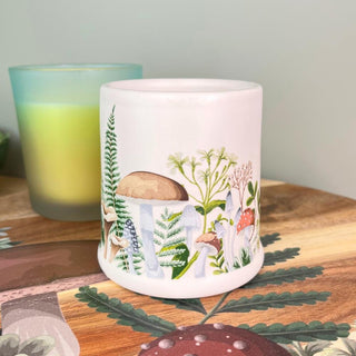 Mushroom Unscented Ceramic Candle | Toadstool Holder with White Wax Candle - 9cm