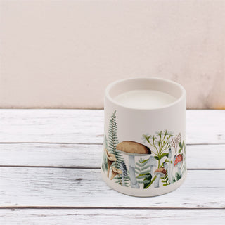 Mushroom Unscented Ceramic Candle | Toadstool Holder with White Wax Candle -9cm