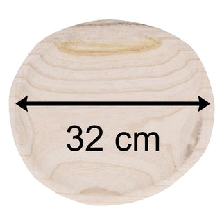 Natural Paulownia Wood Display Dish | Trinket Tray Jewellery Dish | Round Candle Tray - 32cm