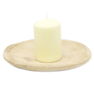 Natural Paulownia Wood Display Dish | Trinket Tray Jewellery Dish | Round Candle Tray - 32cm