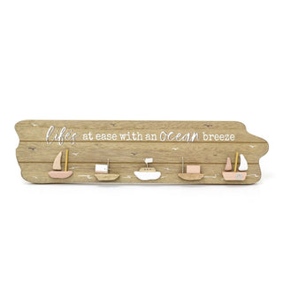 Nautical Wall Art Hanging Sign | Coastal Wall Mounted Sailboat Plaque - 40cm