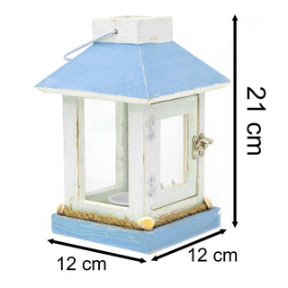 Nautical Wooden Tea Light Candle Lantern With Handle - Tealight Candle Holder