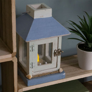 Nautical Wooden Tea Light Candle Lantern With Handle - Tealight Candle Holder