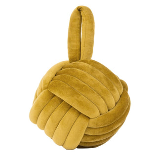 Ochre Fabric Nautical Knot Doorstop | Coastal Monkey's Fist Door Stop - 14cm