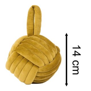Ochre Fabric Nautical Knot Doorstop | Coastal Monkey's Fist Door Stop - 14cm