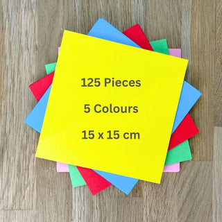 Origami Set with 125 Sheets | Coloured Square Folding Craft Paper 15x15cm