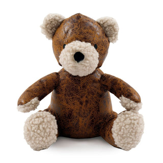 Otis Teddy Bear Doorstop | Faux Leather Brown Teddy Door Stop 1.5kg - 24cm
