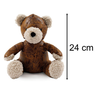 Otis Teddy Bear Doorstop | Faux Leather Brown Teddy Door Stop 1.5kg - 24cm