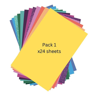 Pack of 2 A4 Coloured Paper Pads | Bright, Pastel & Glitter Craft Sheets