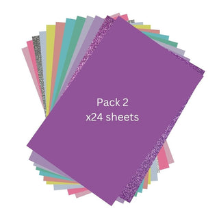Pack of 2 A4 Coloured Paper Pads | Bright, Pastel & Glitter Craft Sheets