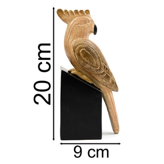 Pair of Sepia Palm Cockatoo Bookends | Decorative Tropical Bird Book Holders