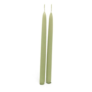 Pair of Tapered Dinner Candles | 2 Traditional Hand - dipped Taper Candles 30cm - Green