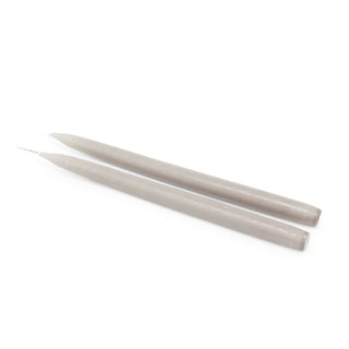 Pair of Tapered Dinner Candles | 2 Traditional Hand - dipped Taper Candles 30cm - Grey