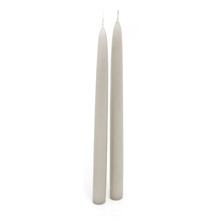 Pair of Tapered Dinner Candles | 2 Traditional Hand - dipped Taper Candles 30cm - Grey