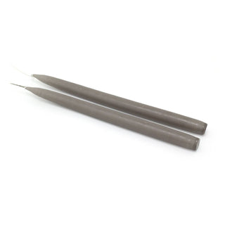 Pair of Tapered Dinner Candles | 2 Traditional Hand - dipped Taper Candles 30cm - Grey